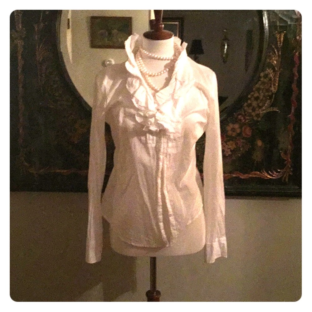 J. Crew classic white ruffle shirt